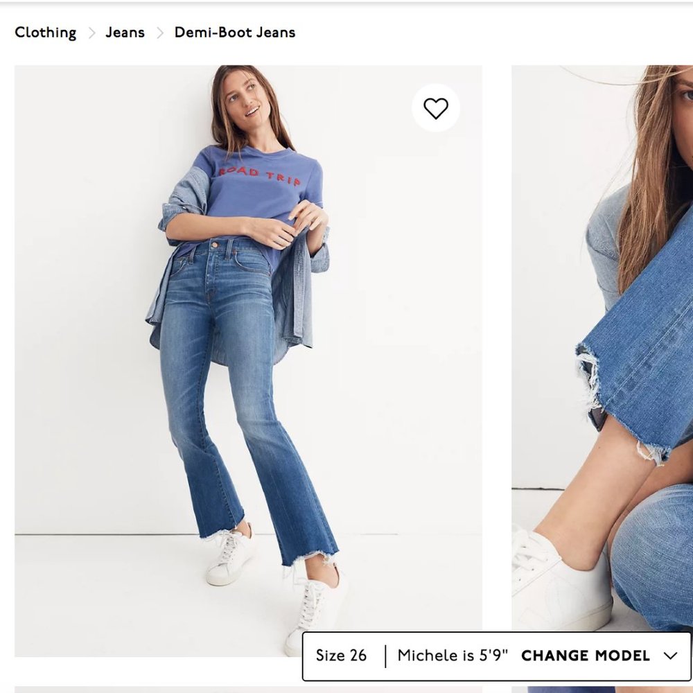 Madewell Cali Demi-Boot Jeans: Destructed-Hem Edition Size 26